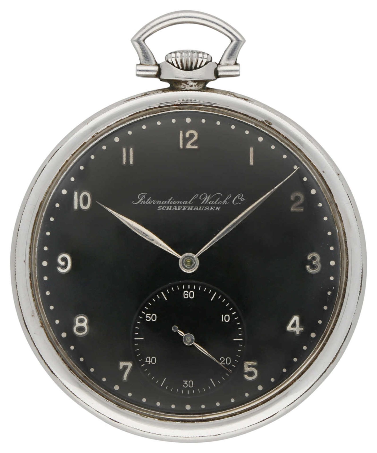 IWC Taschenuhr Elegante IWC Taschenuhr in Stahl von 1917. Uhrwerk Handaufzug mit schwarzem