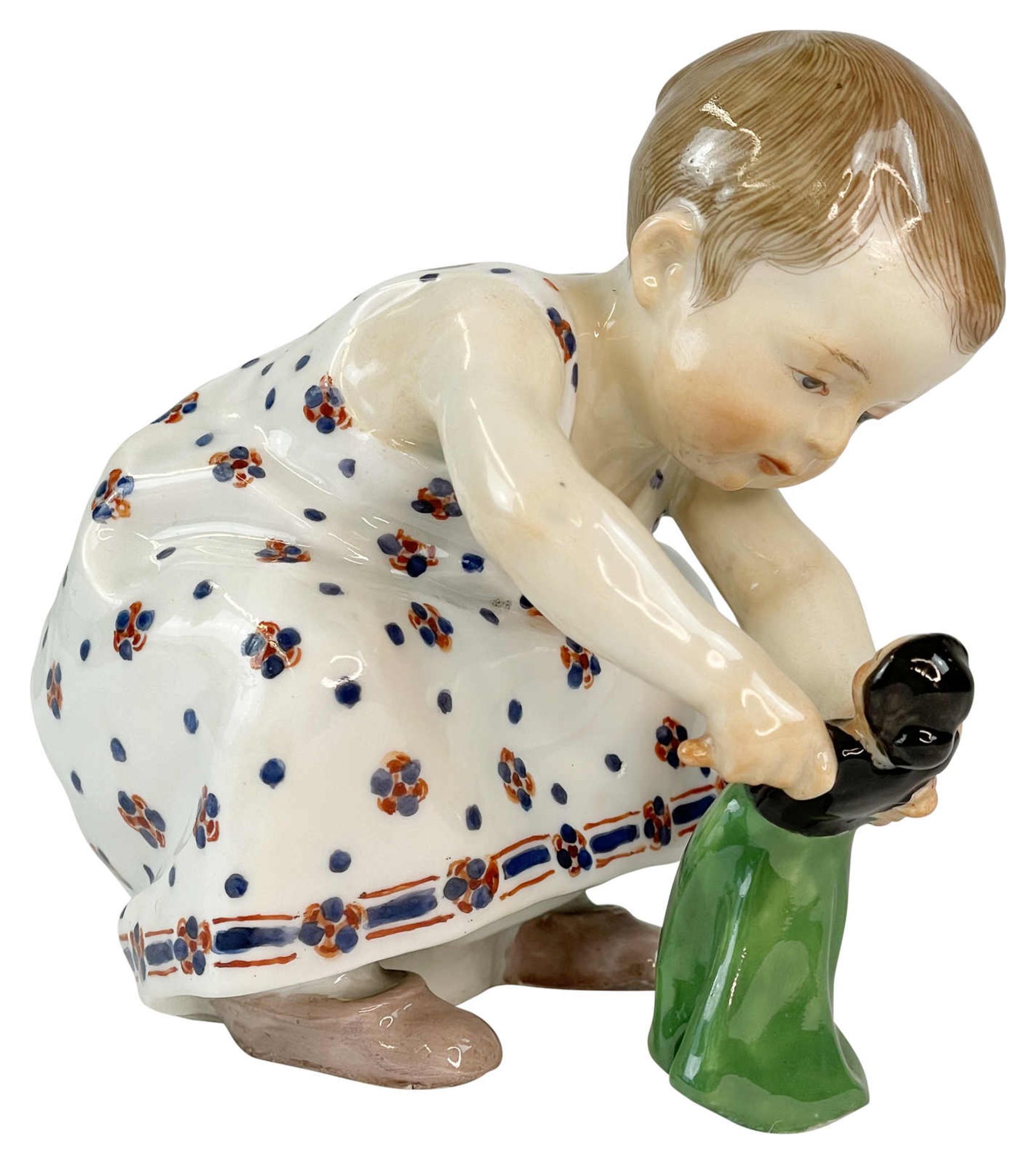 Figur Meissen, blaue Knaufschwertmarke 1860-1924, 1. Wahl, um 1904, von Konrad Hentschel. Kind mit