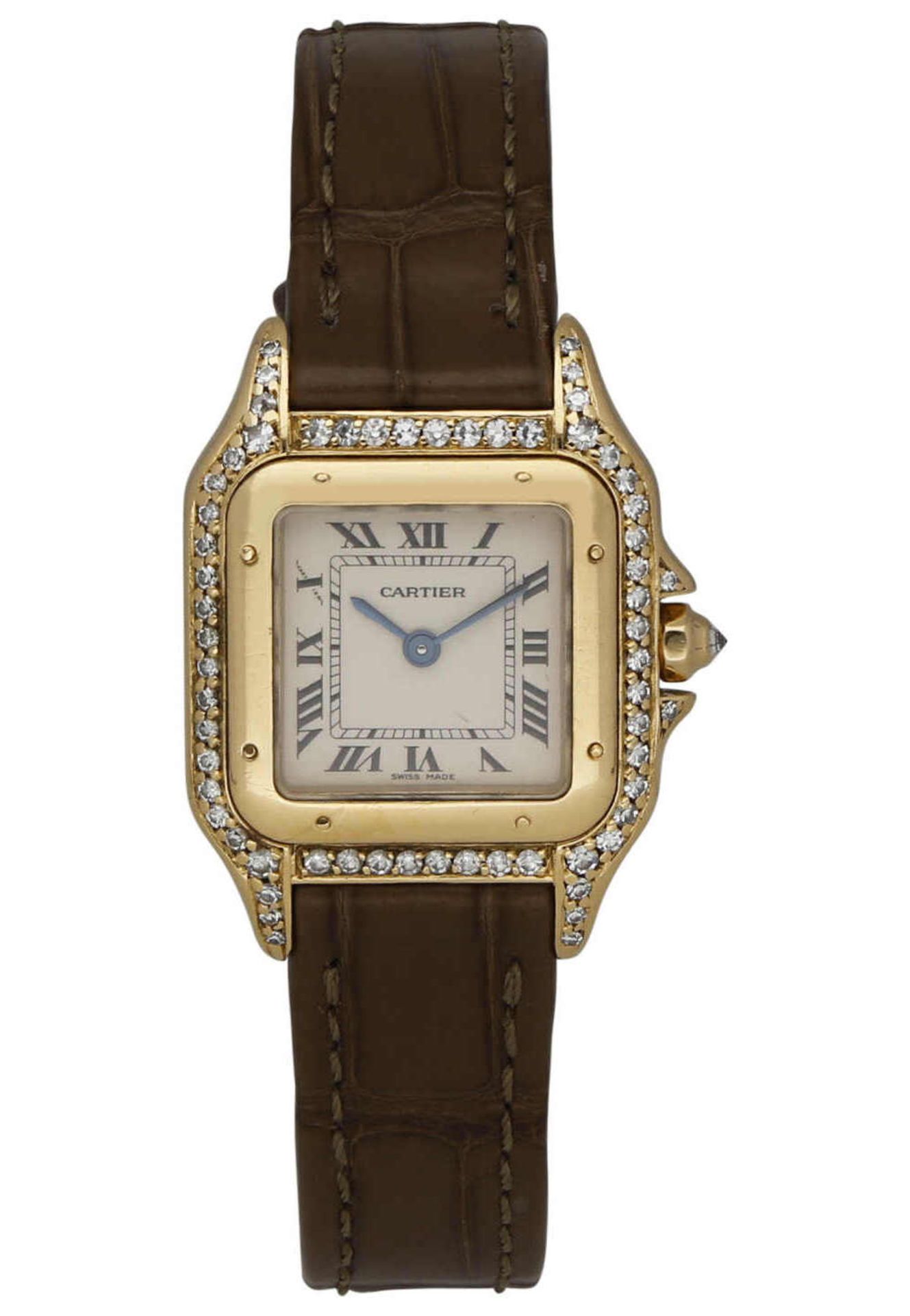 CARTIER Damenarmbanduhr Panthère PM Boite Pavée in Gelbgold 18K, Gehäuse schauseitig verziert mit