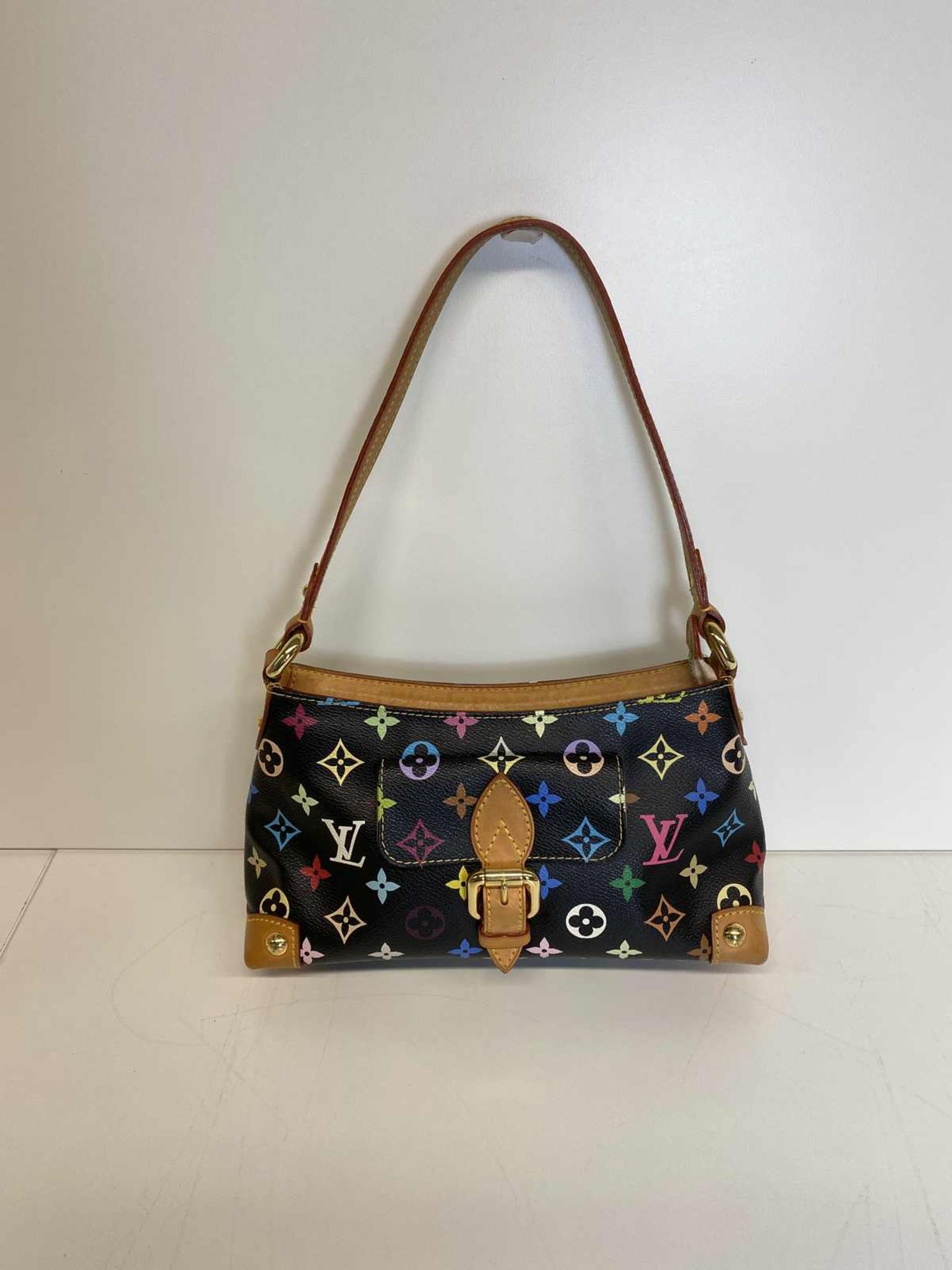 (*) LOUIS VUITTON Schultertasche Eliza Black Multicolor Monogram Canvas, kleine Schultertasche mit - Bild 3 aus 6