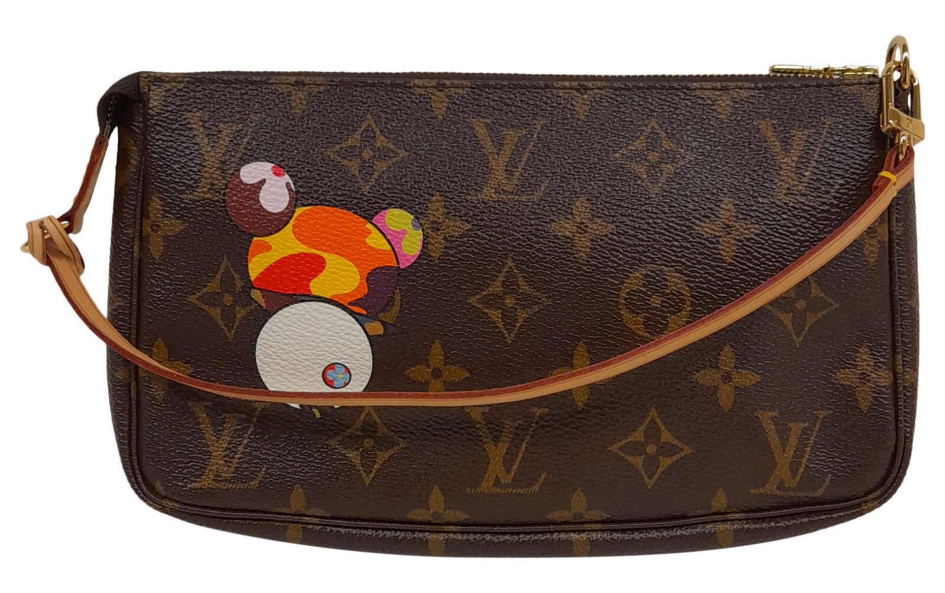 (*) LOUIS VUITTON Pochette Pochette PANDA Limited Edition M51981 in Monogram Canvas braun mit buntem - Bild 2 aus 4