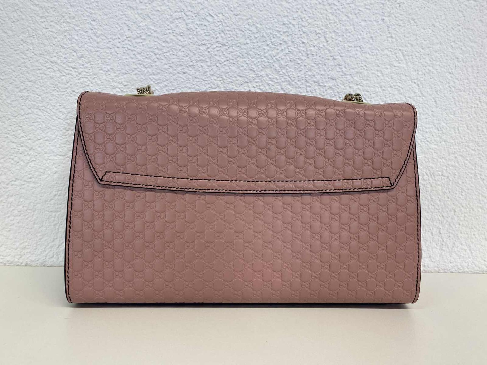 (*) GUCCI Handtasche Gucci Schultertasche Emily in feinstem rosafarbenem Leder mit eingeprägtem - Image 4 of 6