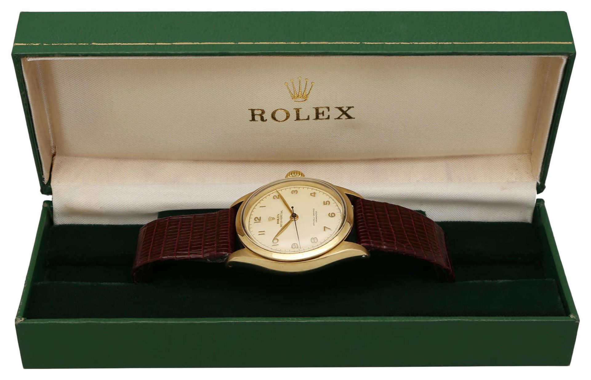 ROLEX Herrenarmbanduhr Rolex Oyster von ca. 1954 in Gelbgold 9K mit Lünette in Gelbgold 9K und - Bild 2 aus 2