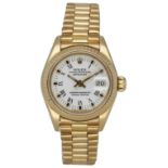 ROLEX Damenarmbanduhr Rolex Datejust in Gelbgold 18K mit Lünette gerippt in Gelbgold 18K und Super-