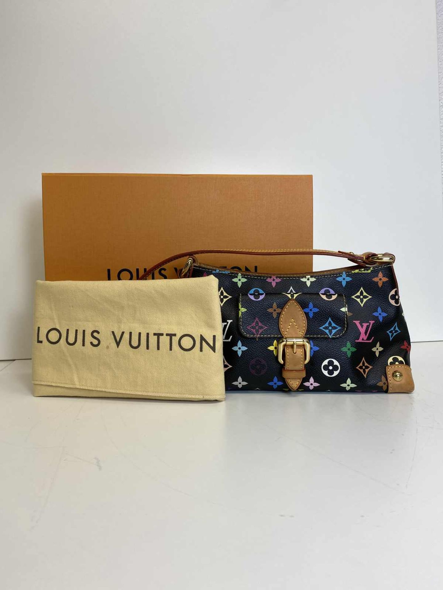 (*) LOUIS VUITTON Schultertasche Eliza Black Multicolor Monogram Canvas, kleine Schultertasche mit - Bild 2 aus 6