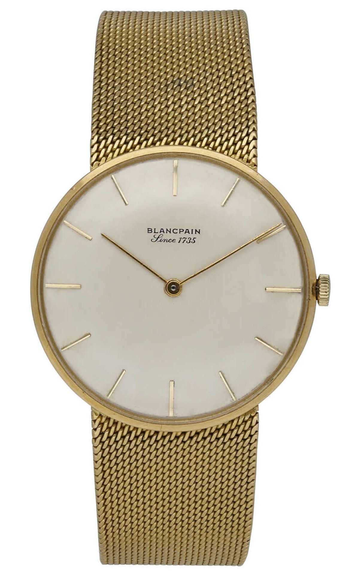 BLANCPAIN Herrenarmbanduhr Edles Modell in Gelbgold 18K mit integriertem Milanaiseband in Gelbgold