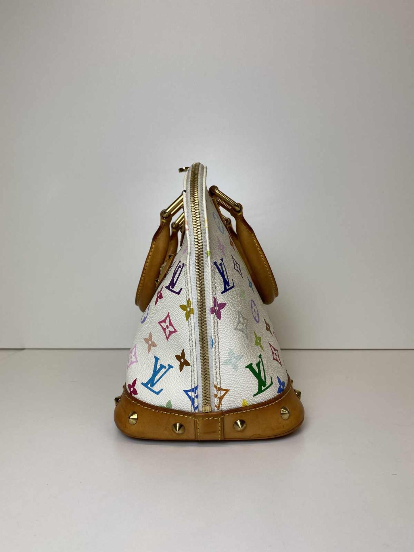 (*) LOUIS VUITTON Handtasche Alma White Multicolor Monogram Canvas, lässige Handtasche mit - Image 3 of 4