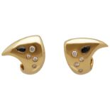 Brillant-Saphir-Ohrstecker Modernes Design in Gelbgold 18K. Ohrstecker signiert Quinn, Ohrmuttern