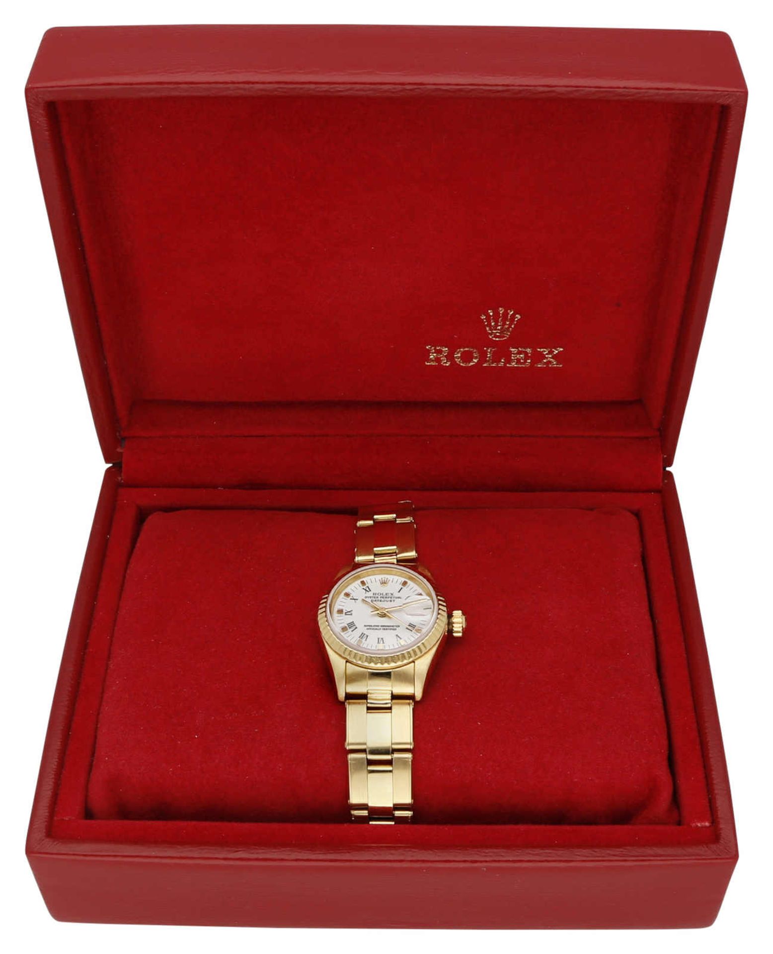 ROLEX Damenarmbanduhr Rolex Datejust in Gelbgold 18K mit gerippter Lünette in Gelbgold 18K und - Bild 2 aus 4