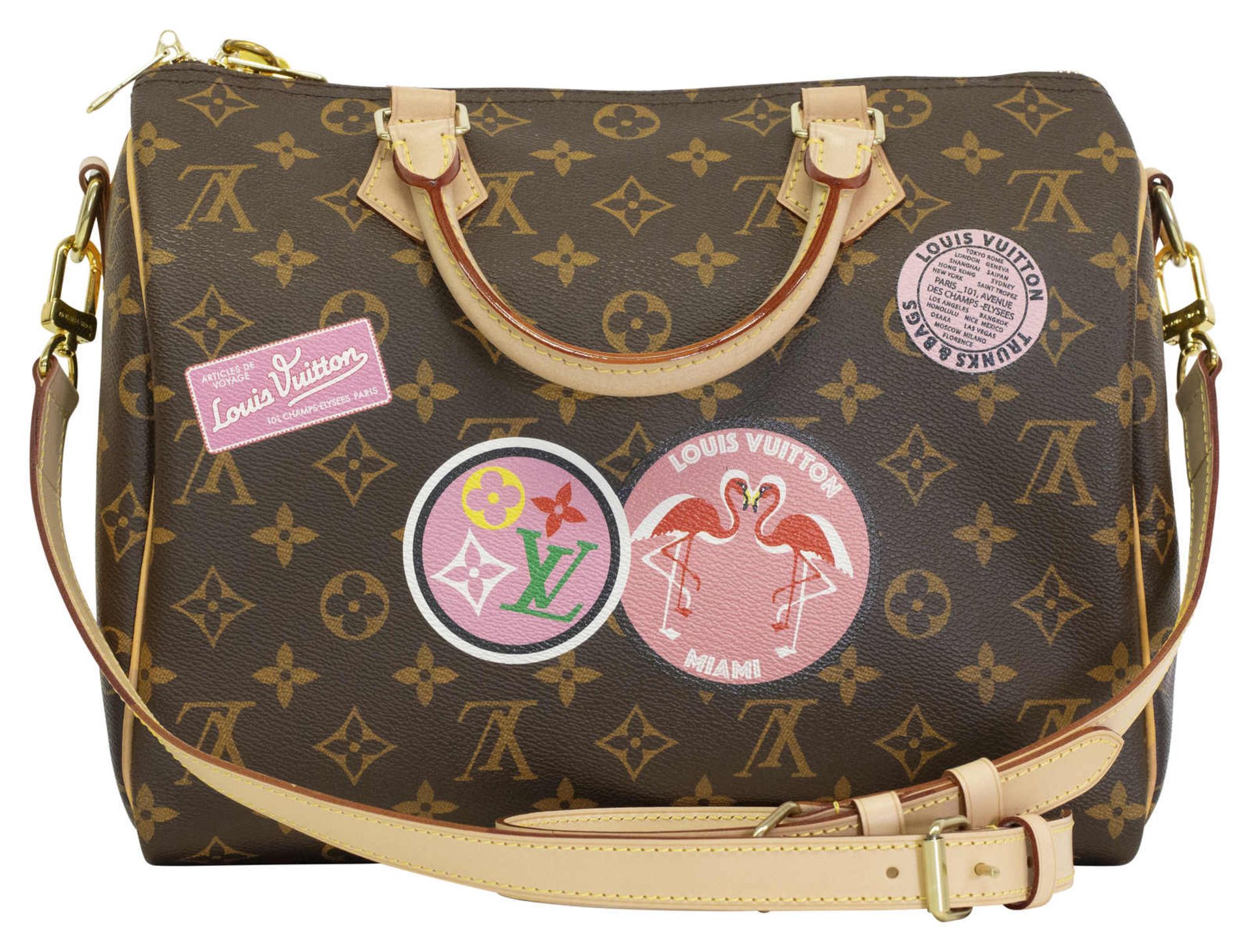 (*) LOUIS VUITTON Handtasche Speedy Bandoulière 30 "My LV World Tour" Jedes Merkmal dieser Speedy