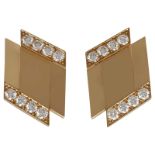 Brillant-Ohrclips Modernes Design in Gelbgold 18K mit feinsten Brillanten von zus. ca. 1,5 ct (D/