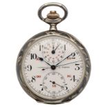 CONTETOUT Taschenuhr Spezielle Taschenuhr in Silber 800 Tula (Niello) Chronograph mit Lünette in