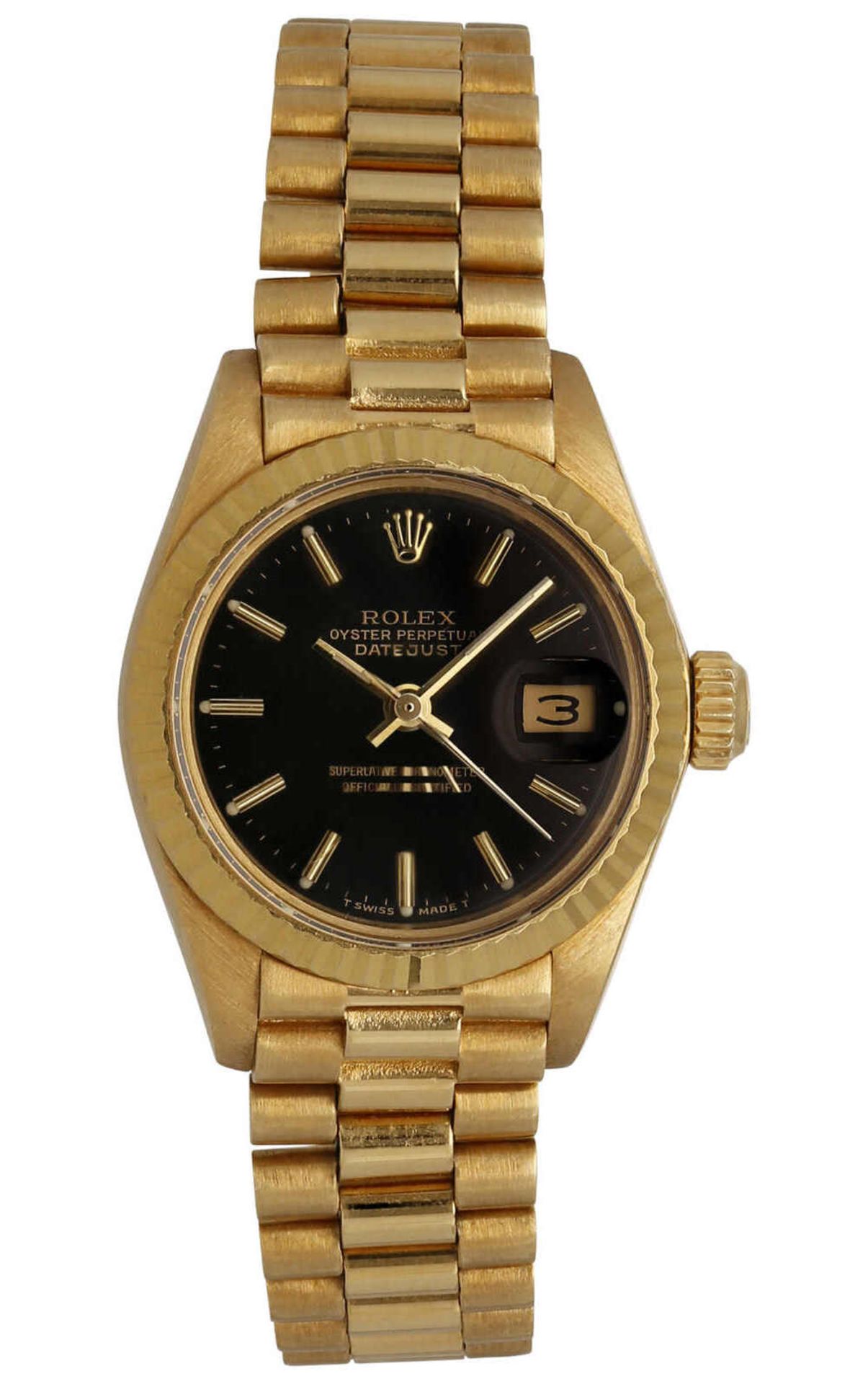 ROLEX Damenarmbanduhr Oyster Perpetual Datejust von ca. 1980 in Gelbgold 18K mit Lünette in Gelbgold