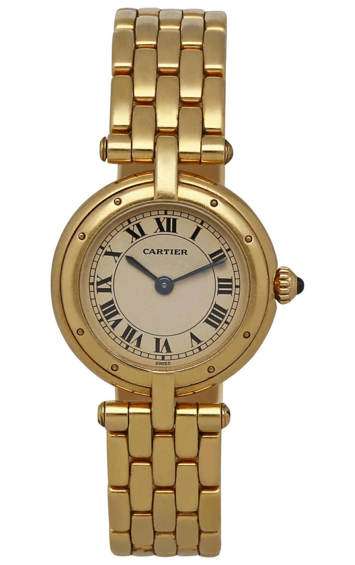 CARTIER Damenarmbanduhr Panthère in Gelbgold 18K. Uhrwerk Quarz mit beigefarbenem Zifferblatt und