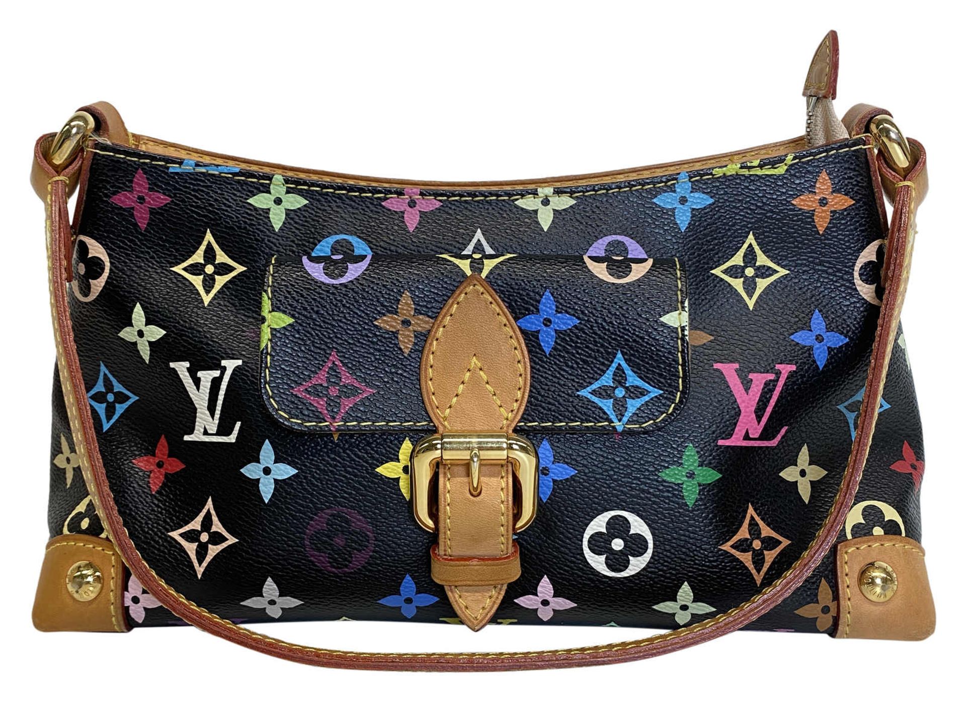 (*) LOUIS VUITTON Schultertasche Eliza Black Multicolor Monogram Canvas, kleine Schultertasche mit