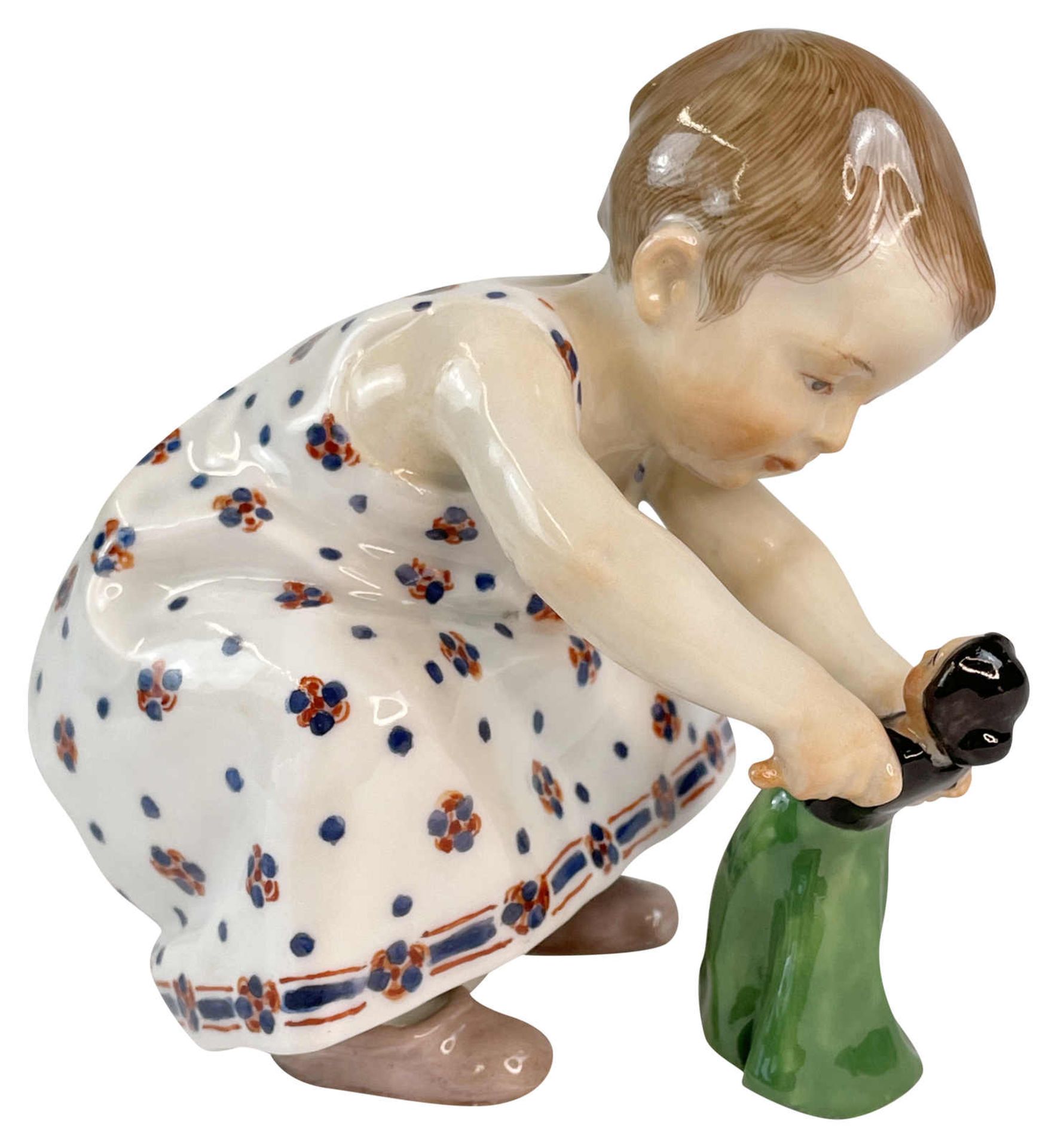 Figur Meissen, blaue Knaufschwertmarke 1860-1924, 1. Wahl, um 1904, von Konrad Hentschel. Kind mit - Bild 6 aus 9