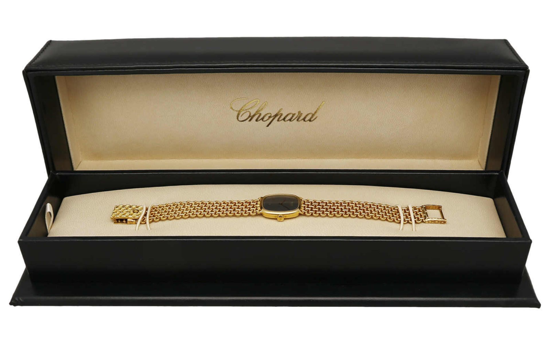 CHOPARD Damenarmbanduhr Modell Ellipse in Gelbgold 18K mit Lünette und dekorativem Uhrband in - Bild 2 aus 4