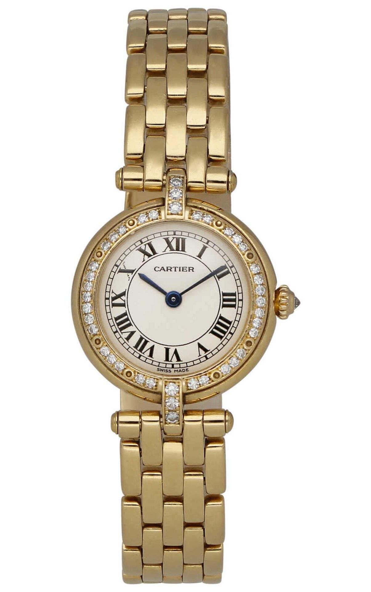 CARTIER Damenarmbanduhr Cartier Panthère ronde in Gelbgold 18K, Lünette mit 40 Diamanten und