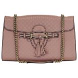 (*) GUCCI Handtasche Gucci Schultertasche Emily in feinstem rosafarbenem Leder mit eingeprägtem