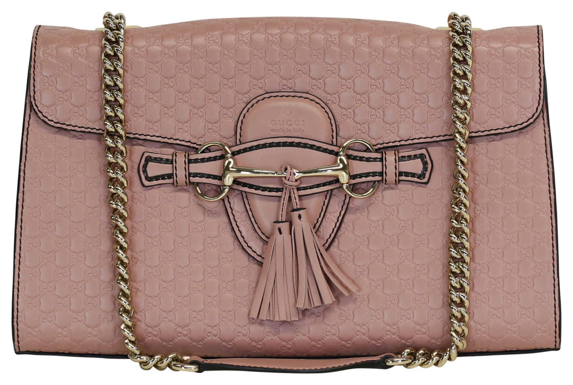 (*) GUCCI Handtasche Gucci Schultertasche Emily in feinstem rosafarbenem Leder mit eingeprägtem
