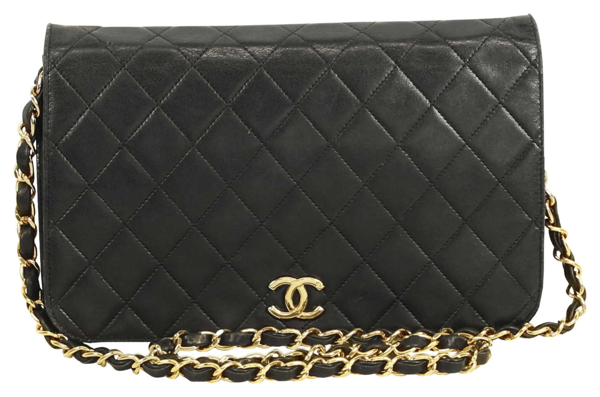 CHANEL FLAP BAG Ein wunderschönes Vintagestück. Schwarzes Leder mit typischer Diamant-Steppung und