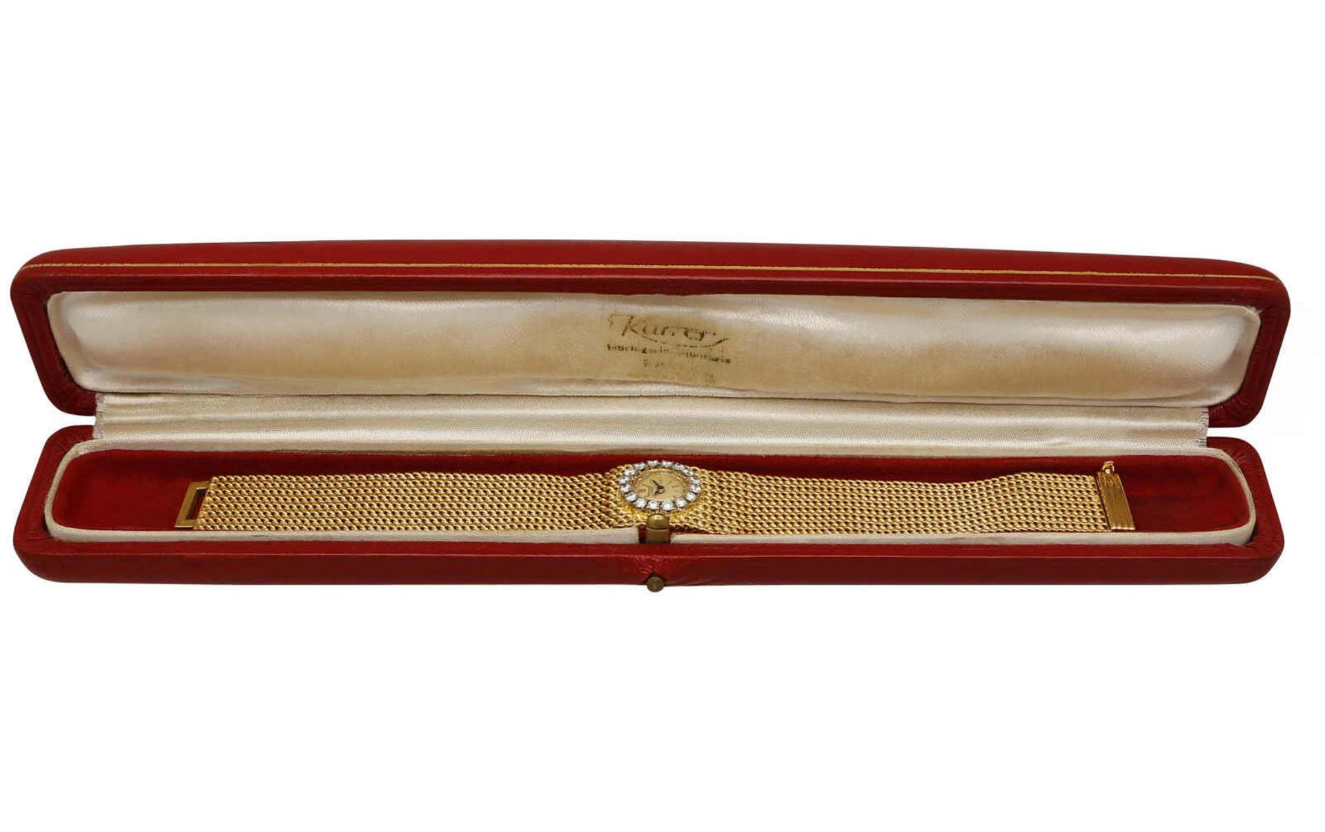 TISSOT Damenarmbanduhr Dekorative Schmuckuhr in Gelbgold 18K mit Brillanten besetzter Lünette. - Image 2 of 2