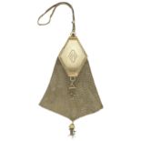 Gold-Tasche Sehr schöne Goldflecht-Tasche, 19. Jh. mit kleinen Perlen und Saphiren von zus. ca. 1 ct