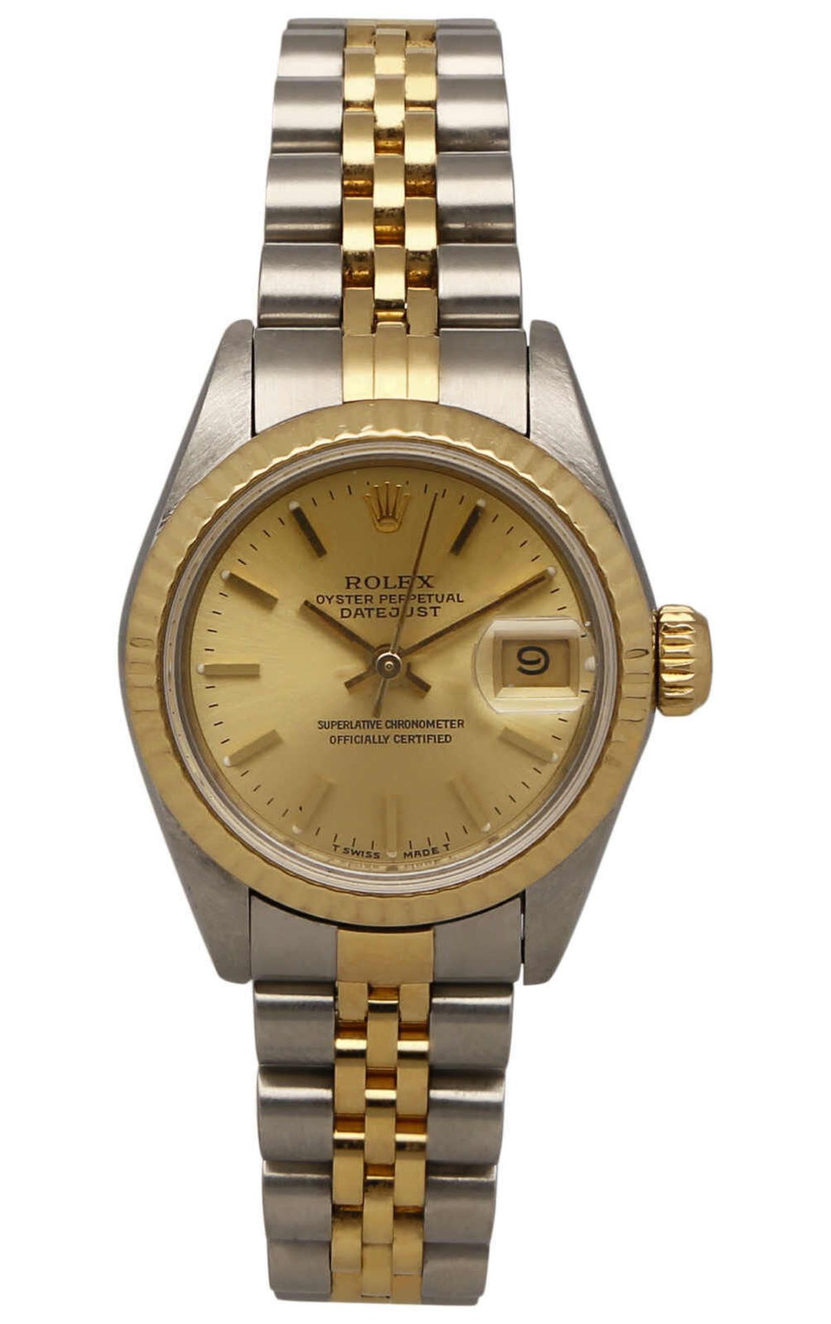 ROLEX Damenarmbanduhr Datejust in Stahl/Gelbgold 18K mit Lünette in Gelbgold 18K. Uhrwerk