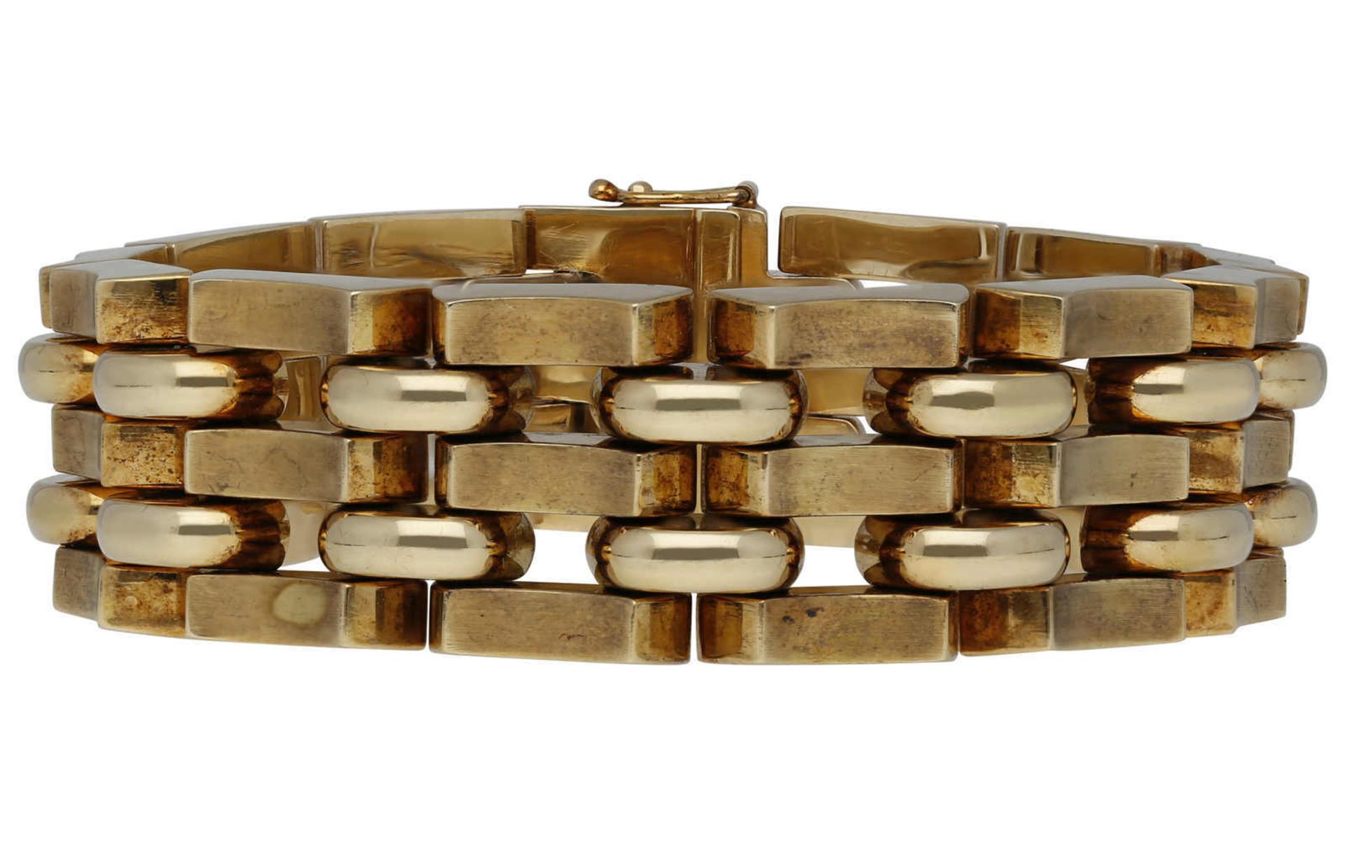 Fantasie-Armband Geschmackvolles Armband in Gelbgold 14K poliert/satiniert mit doppelter