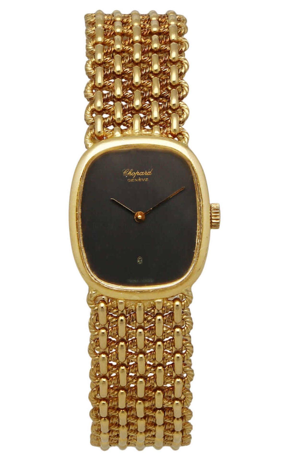CHOPARD Damenarmbanduhr Modell Ellipse in Gelbgold 18K mit Lünette und dekorativem Uhrband in