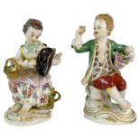 Figurenpaar, Meissen, 1. Wahl, um 1950, Entwurf von Johann Joachim Kaendler um 1750. Gärtnerkinder