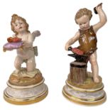 Gruppe aus 2 Figuren, Meissen, um 1880, 1. Wahl, Entwurf Heinrich Schwabe. - Putto Amor, ein Herz