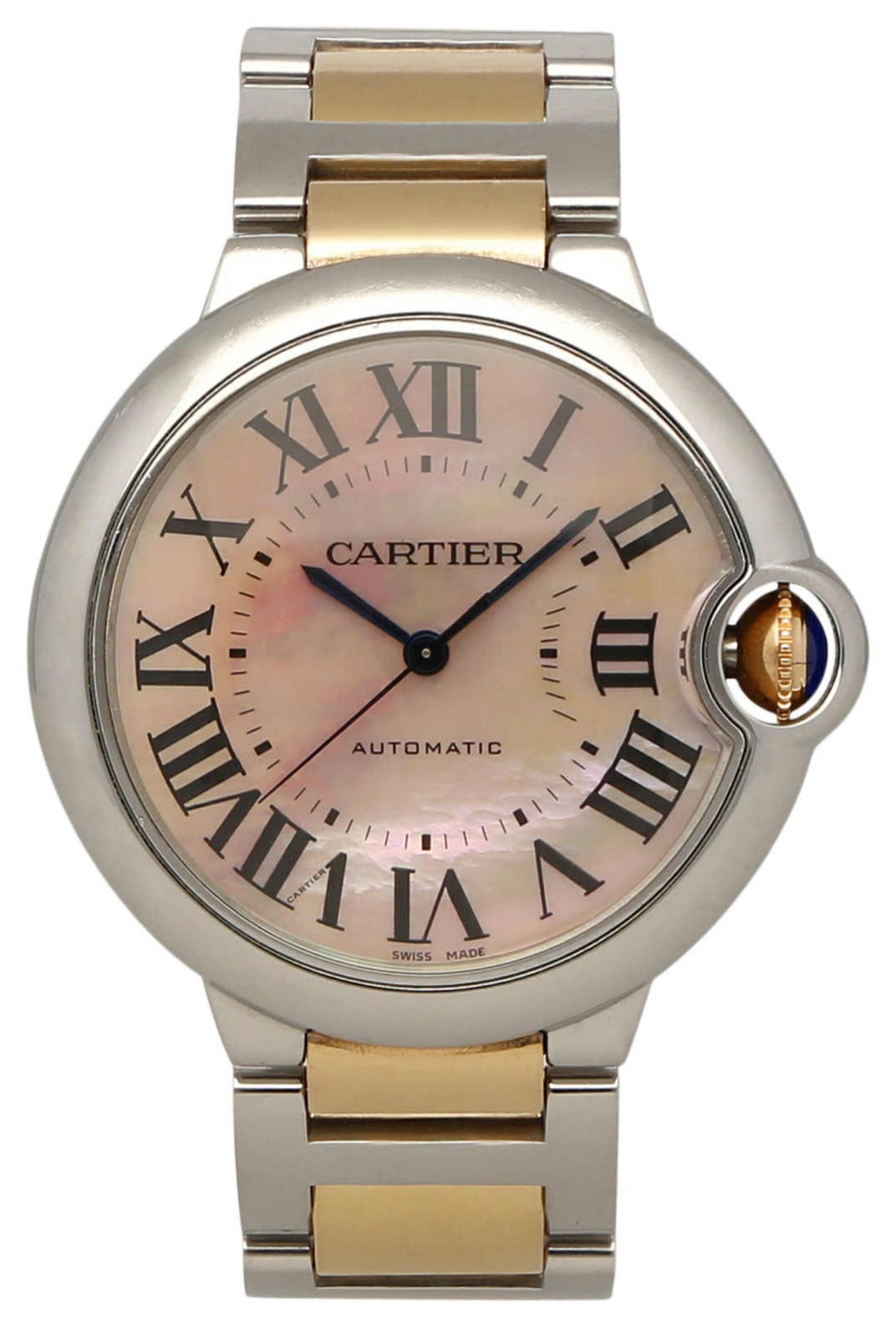 CARTIER Damenarmbanduhr Modell Ballon bleu in Stahl/Gelbgold mit Lünette in Stahl. Uhrwerk Automatik