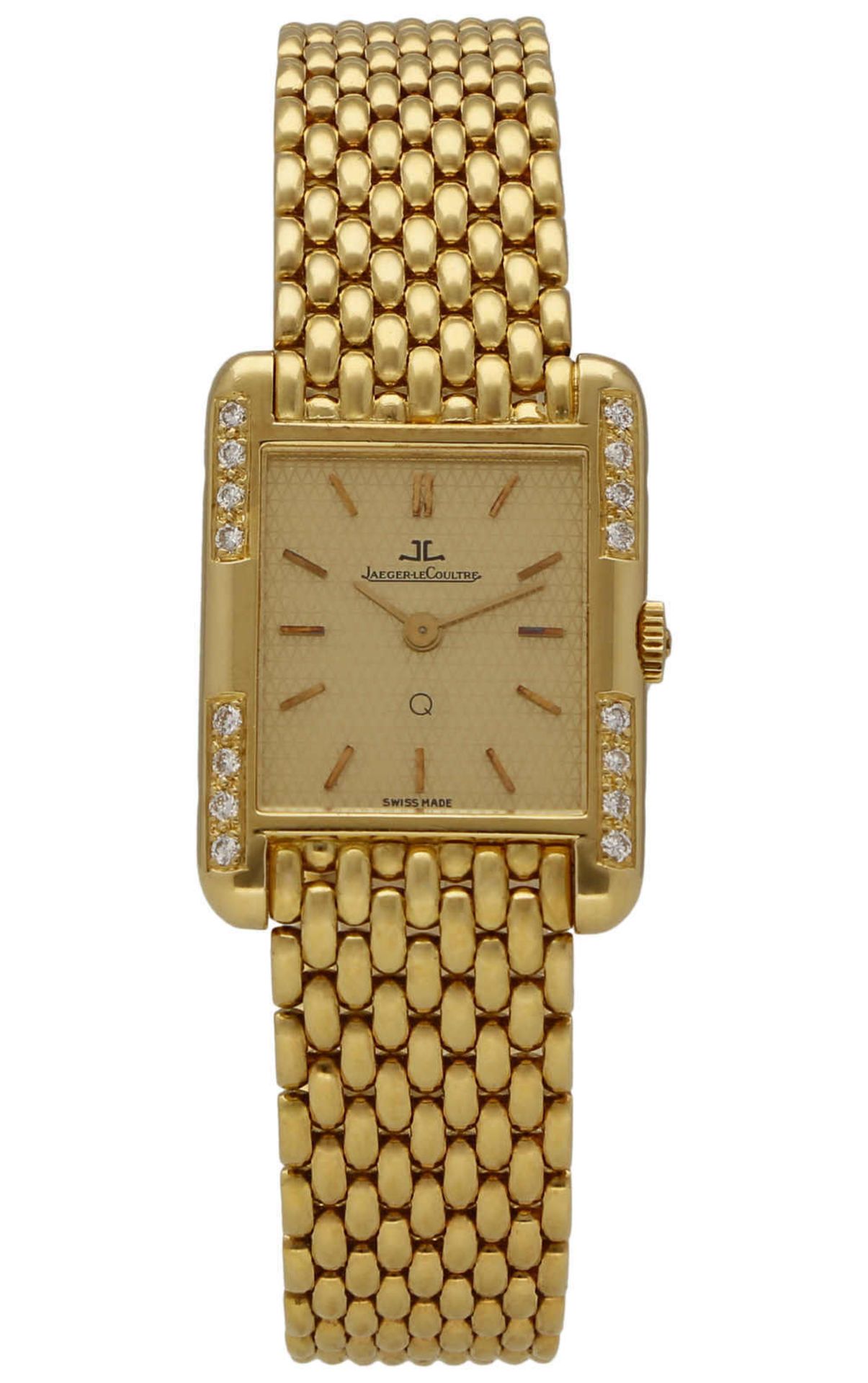 JAEGER LE COULTRE Damenarmbanduhr Edles Modell in Gelbgold 18K, Lünette verziert mit 16