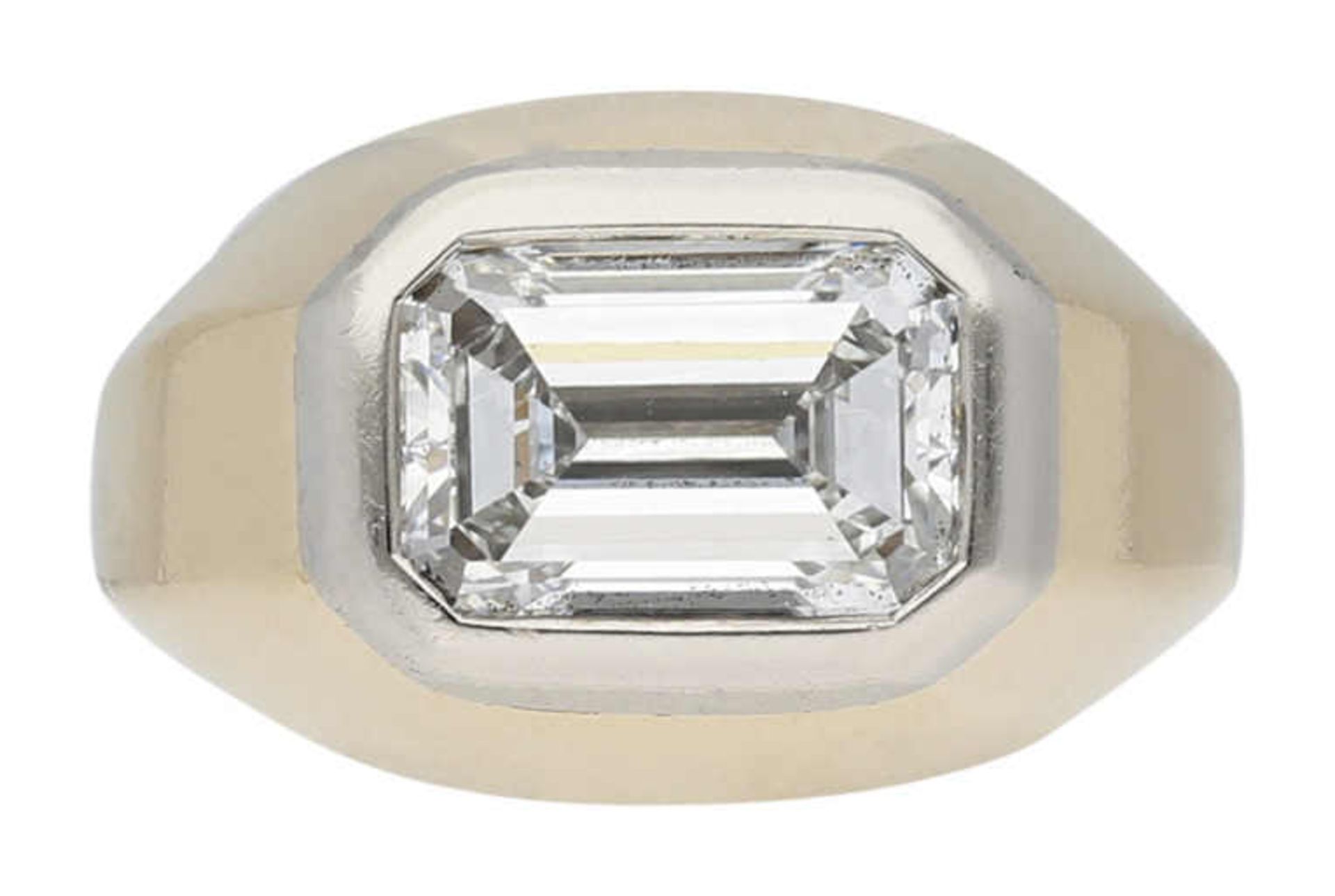 Diamant-Ring Bemerkenswertes Schmuckstück in Gelbgold/Weissgold18K. Als Blickfang ein imposanter