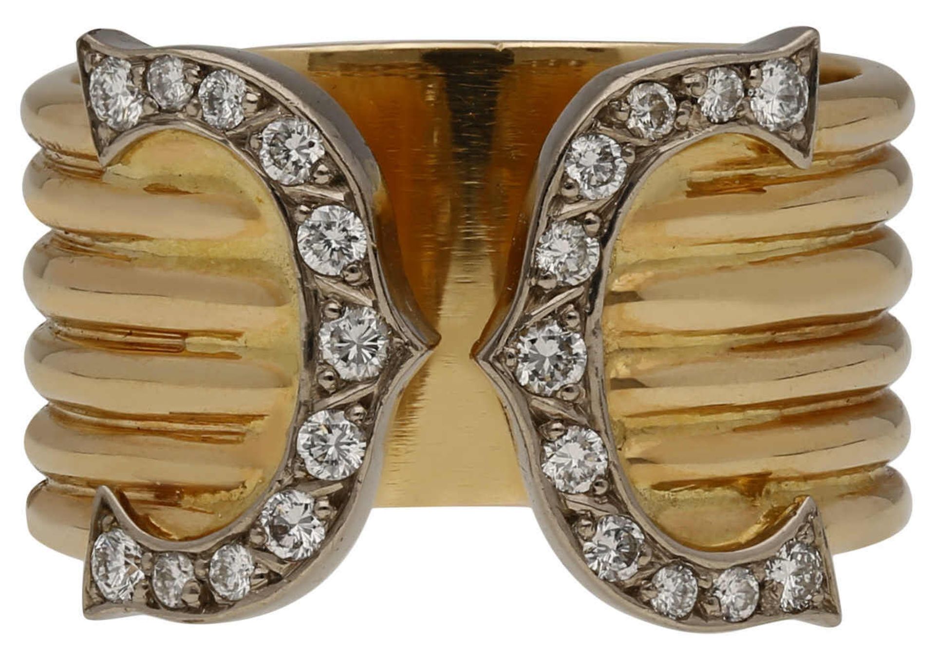 Brillant-Ring im Cartier Design Dekorativer Ring in Gelbgold 18 K. Formschön angeordnete