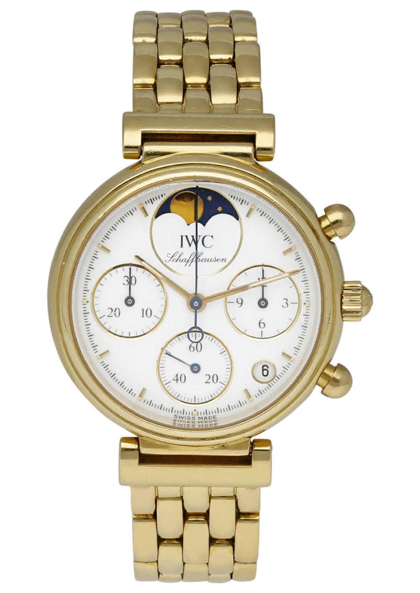 IWC Damenarmbanduhr IWC Da Vinci Chronograph mit Mondphase und Datum in Gelbgold 18K mit