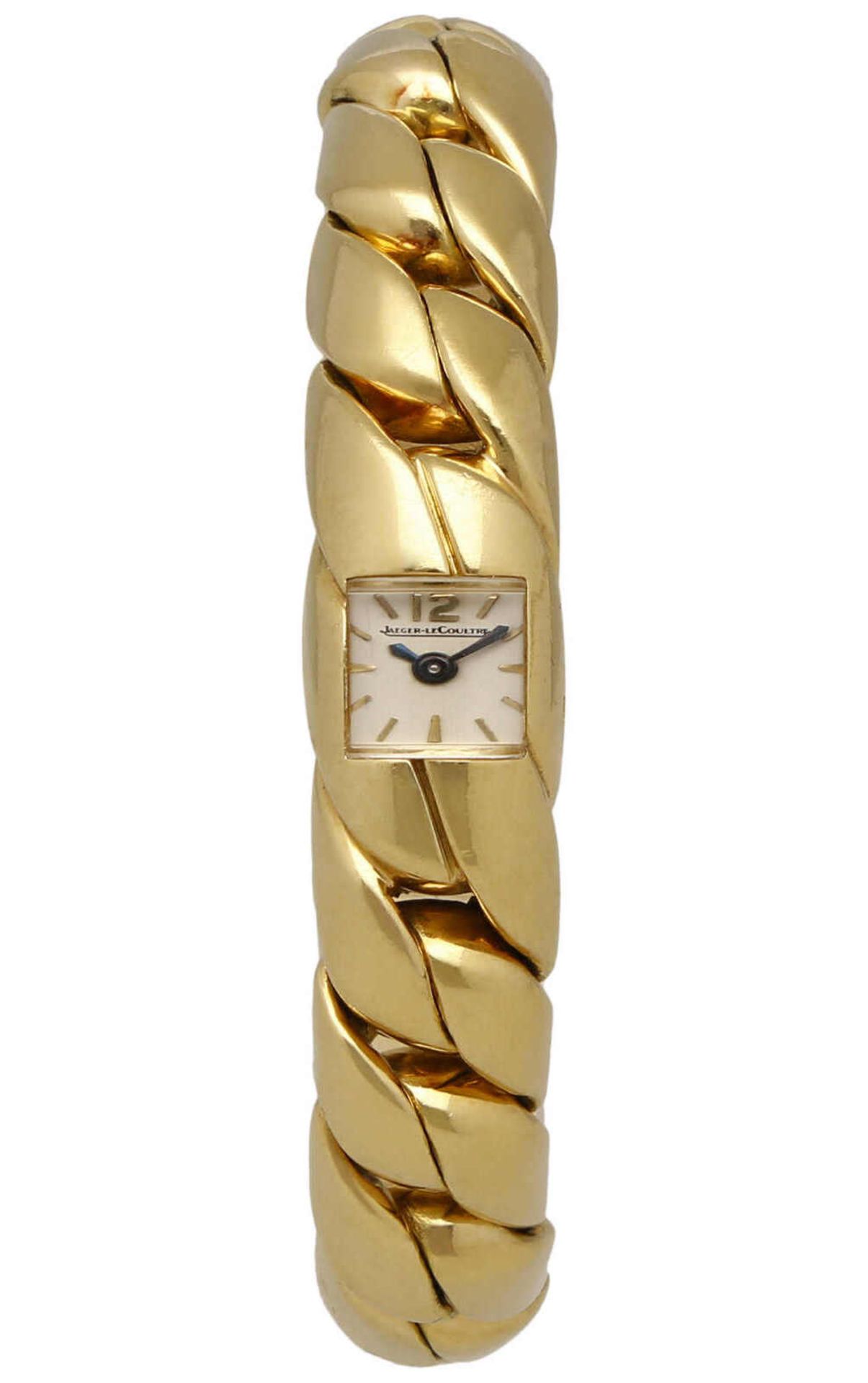 JAEGER LE COULTRE Damenarmbanduhr Massive Schmuckuhr in Gelbgold 18K mit integriertem Panzer-