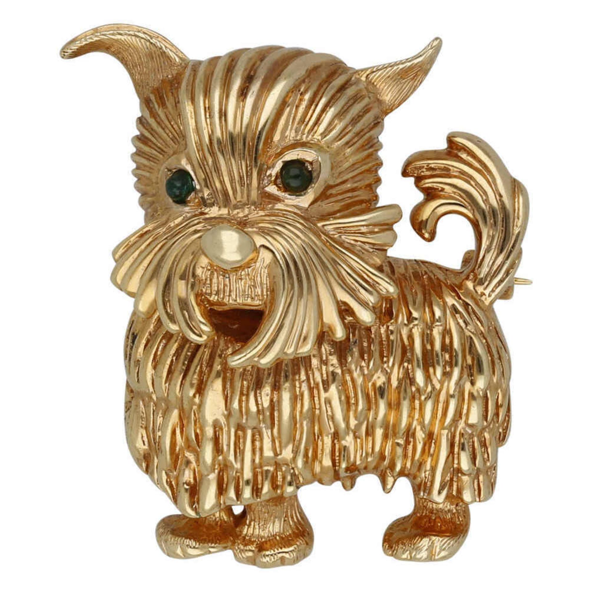 Terrier-Brosche Süsses Statement zur Hundeliebe in Roségold 18K. Brosche mit schöner Ausarbeitung