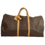 (*) LOUIS VUITTON REISETASCHE Keepall 60, Modelnummer M41422. Monogram Canvas braun, Besatz aus