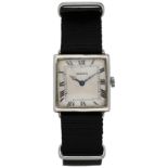 ROLEX Herrenarmbanduhr Rolex Uhr in Silber mit Lünette in Silber und schwarzem Reps-Band (nicht