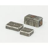 Middle Eastern Tribal / Yemen / Oman, Bedouin rectangular silver hinged pill boxes