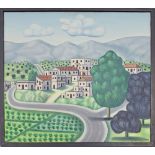 A. Markaki, naïve art, landscape with village