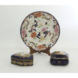 Decorative porcelain dish and boxes.