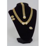 Vintage Costume jewelry set in yellow metal
