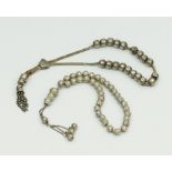 Two silver worry beads / prayer beads / komboloia