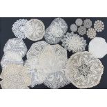 A collection of Cypriot round hand crocheted table mats