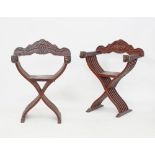 A pair of Middle Eastern Savonarola style folding armchairs