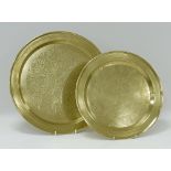 Middle Eastern round brass trays