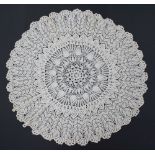 A Cypriot round tablecloth hand knitted white